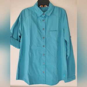 NWT Orvis Women's Long Sleeve Button Shirt Sample Size S Teal
